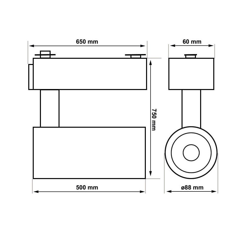 Faretto LED 30W PARMA Bianco Binario Monofase CRI +92