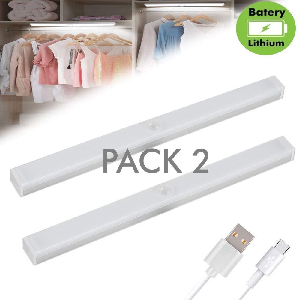 Pack 2 – Luz Armario LED Magnética – Sensor de movimiento – Batería Litio –  Recargable USB – STARLED Iluminacion